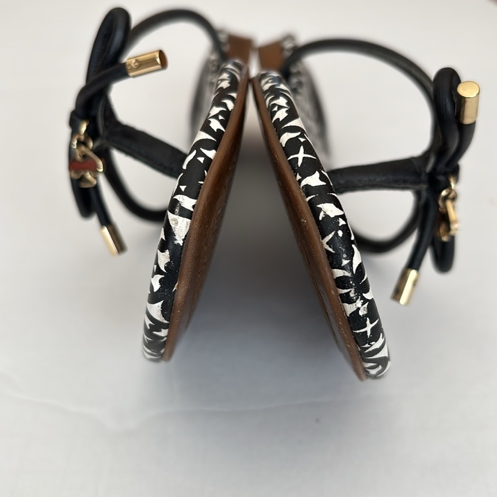 Kate Spade Mistic Bow Black/White Leather Thong Sandals in Size 7.5 - Picture 6 of 12